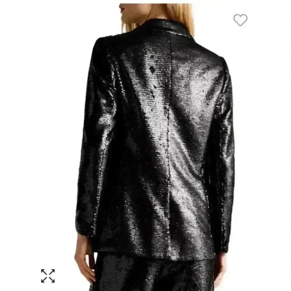 NWT Ted Baker Black Millei Matte Sequin Relaxed Fit Blazer Size 1/4 - Picture 2 of 13